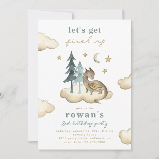 Invitation d'anniversaire du dragon | Invitation D (Devant)