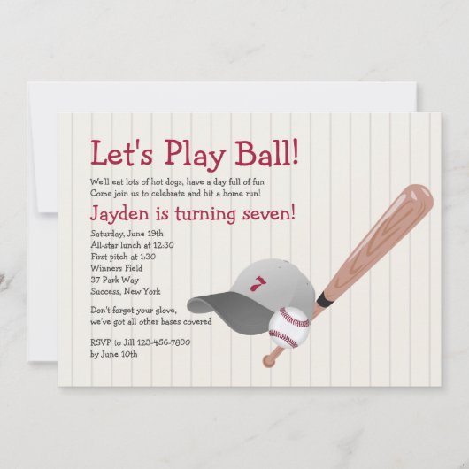 Invitation d'anniversaire du fan de baseball (Devant)
