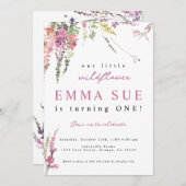 Invitation d'anniversaire du Fleur sauvage de la p (Devant / Derrière)