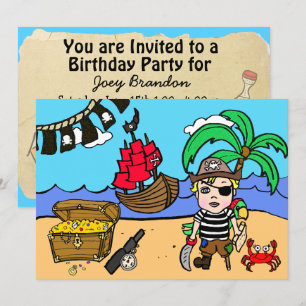 Invitation d'anniversaire du garçon à thème Pirate