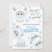 Invitation d'anniversaire du garçon d'hiver Yeti, (Devant)