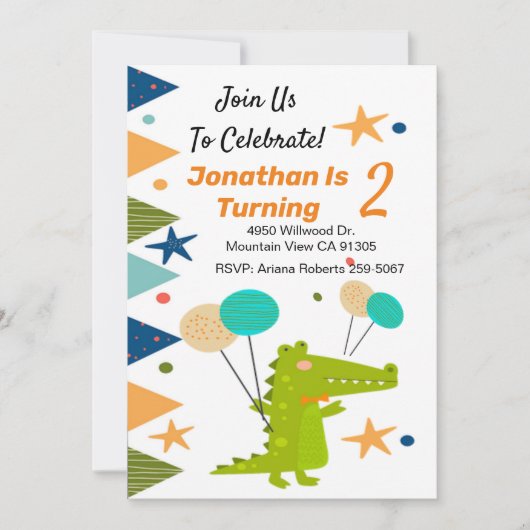 Invitation d'anniversaire du garçon Dinosaur (Devant)