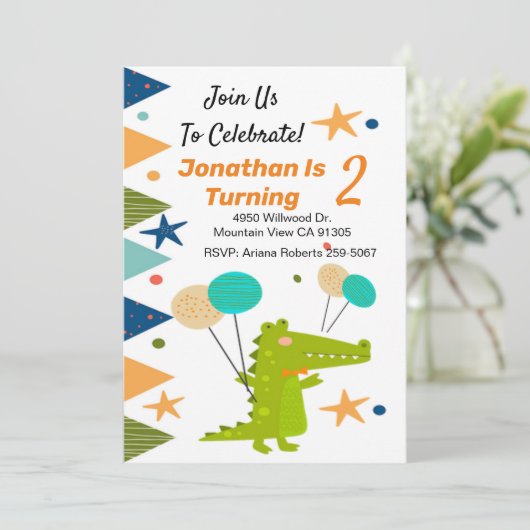 Invitation d'anniversaire du garçon Dinosaur (Debout devant)