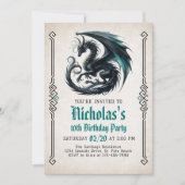 Invitation d'anniversaire du garçon Dragon (Devant)