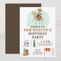 Invitation d'anniversaire du garçon Wild West Cowb