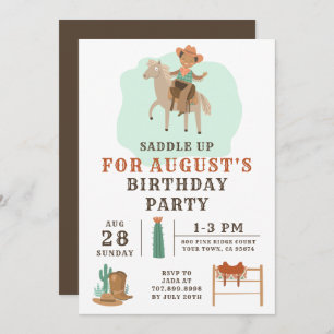 Invitation d'anniversaire du garçon Wild West Cowb