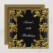 Invitation d'anniversaire du glamour Élégant or no (Devant / Derrière)