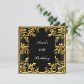 Invitation d'anniversaire du glamour Élégant or no (Debout devant)