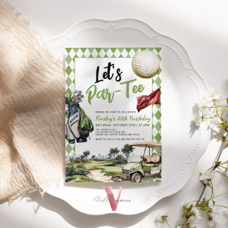 Invitation d'anniversaire du golf pour adultes de 