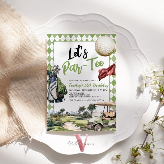 Invitation d'anniversaire du golf pour adultes de 