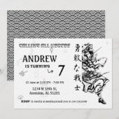 Invitation d'anniversaire du guerrier japonais - S (Devant / Derrière)