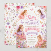 Invitation d'anniversaire du jardin de fées Flutte (Devant / Derrière)