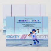 Invitation d'anniversaire du joueur de hockey (Devant / Derrière)