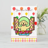 Invitation d'anniversaire du Labrador jaune (fenêt (Debout devant)