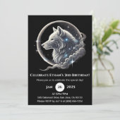 Invitation d'anniversaire du Loup Blanc Céleste de (Debout devant)