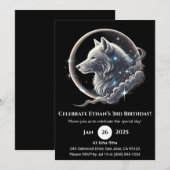 Invitation d'anniversaire du Loup Blanc Céleste de (Devant / Derrière)