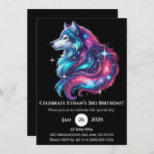 Invitation d'anniversaire du loup céleste (Devant / Derrière)