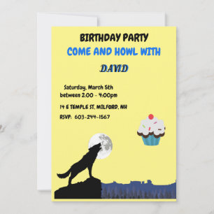 Invitation d'anniversaire du loup Come & "HOWL"