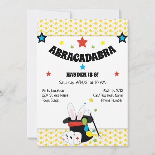 Invitation d'anniversaire du magicien (Devant)