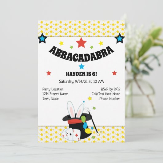 Invitation d'anniversaire du magicien (Debout devant)