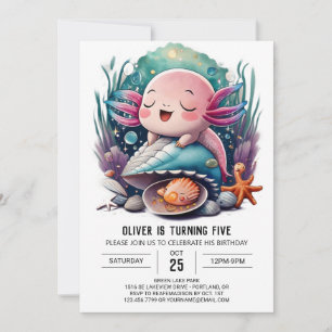 Invitation d'anniversaire du mignon Axolotl