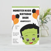 Invitation d'anniversaire du monstre d'Halloween (Debout devant)