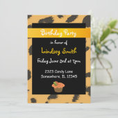 Invitation d'anniversaire du Motif de fourrure Leo (Debout devant)