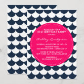 Invitation d'anniversaire du Motif de pétoncle nau (Devant / Derrière)