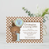 Invitation d'anniversaire du numéro le doux d'ours (Debout devant)