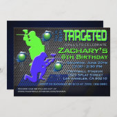 Invitation d'anniversaire du Paintball du garçon (Devant / Derrière)