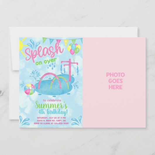 Invitation d'anniversaire du parc aquatique pour f (Devant)