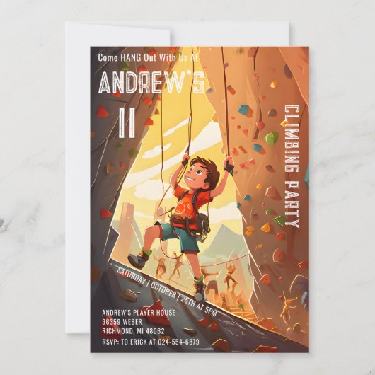 Invitation d'anniversaire du parc d'Escalades pers (Devant)
