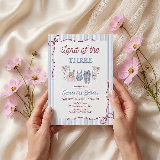 Invitation d'anniversaire du pays des trois filles