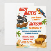 Invitation d'anniversaire du pirate (Devant / Derrière)