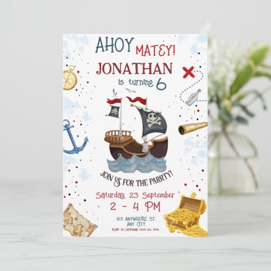 Invitation d'anniversaire du pirate (Debout devant)