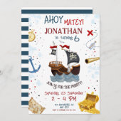 Invitation d'anniversaire du pirate (Devant / Derrière)