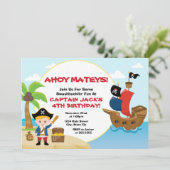 Invitation d'anniversaire du pirate Garçon blonde (Debout devant)