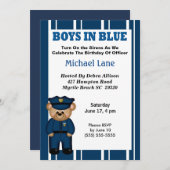 Invitation d'anniversaire du policier pour enfants (Devant / Derrière)