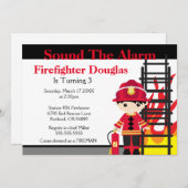 Invitation d'anniversaire du pompier pour enfants (Devant / Derrière)