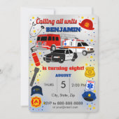 Invitation d'anniversaire du premier répondant (Devant)