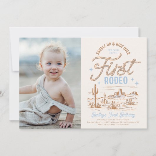 Invitation d'anniversaire du premier rodéo du garç (Devant)