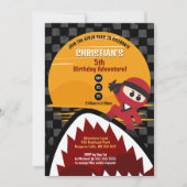 Invitation d'anniversaire du requin rouge Ninja Ta (Devant)
