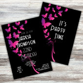 Invitation d'anniversaire du ruban papillon