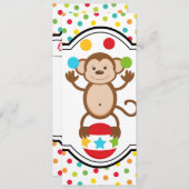 Invitation d'anniversaire du singe carnaval (Devant / Derrière)