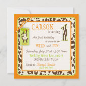Invitation d'anniversaire du singe de la jungle Or (Dos)