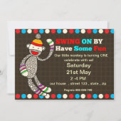 Invitation d'anniversaire du singe-sock (Devant)