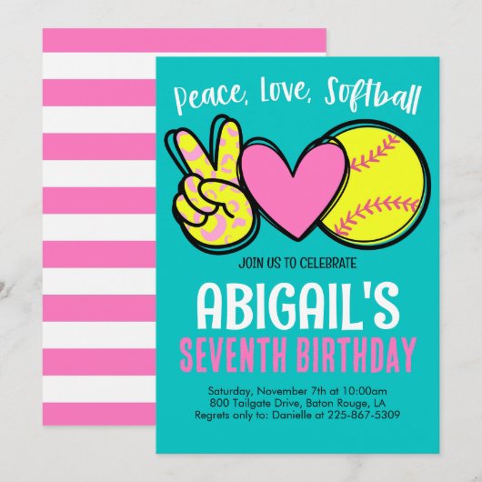 Invitation d'anniversaire du softball (Devant / Derrière)