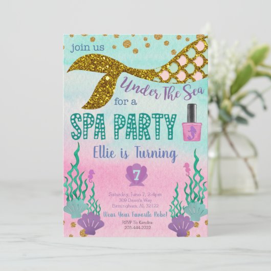 Invitation d'anniversaire du Spa de Sirène (Debout devant)