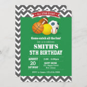 Invitation d'anniversaire du sport (Devant / Derrière)