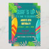 Invitation d'anniversaire du surf (Devant / Derrière)